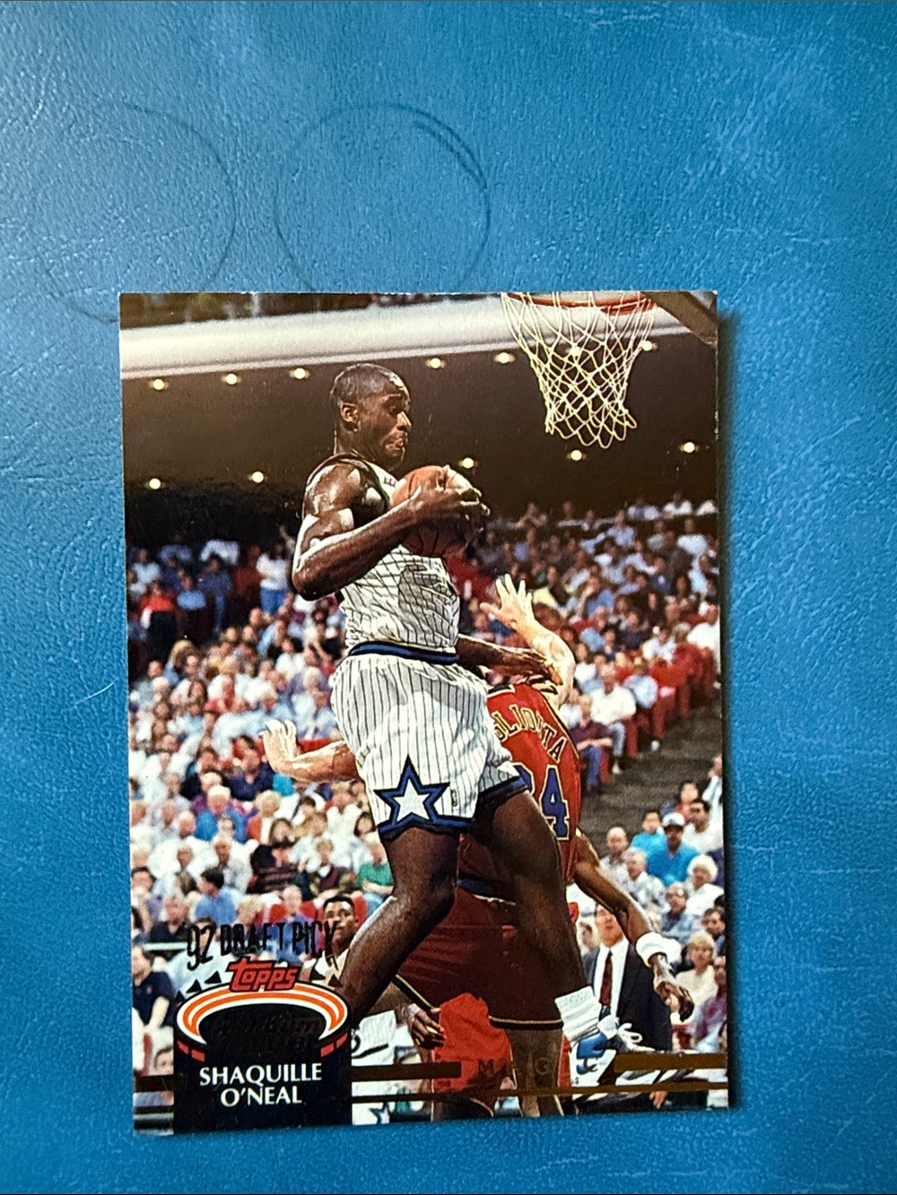 Topps ‘92 draft pick stadium club Shaquille Oneal Orlando magic card.